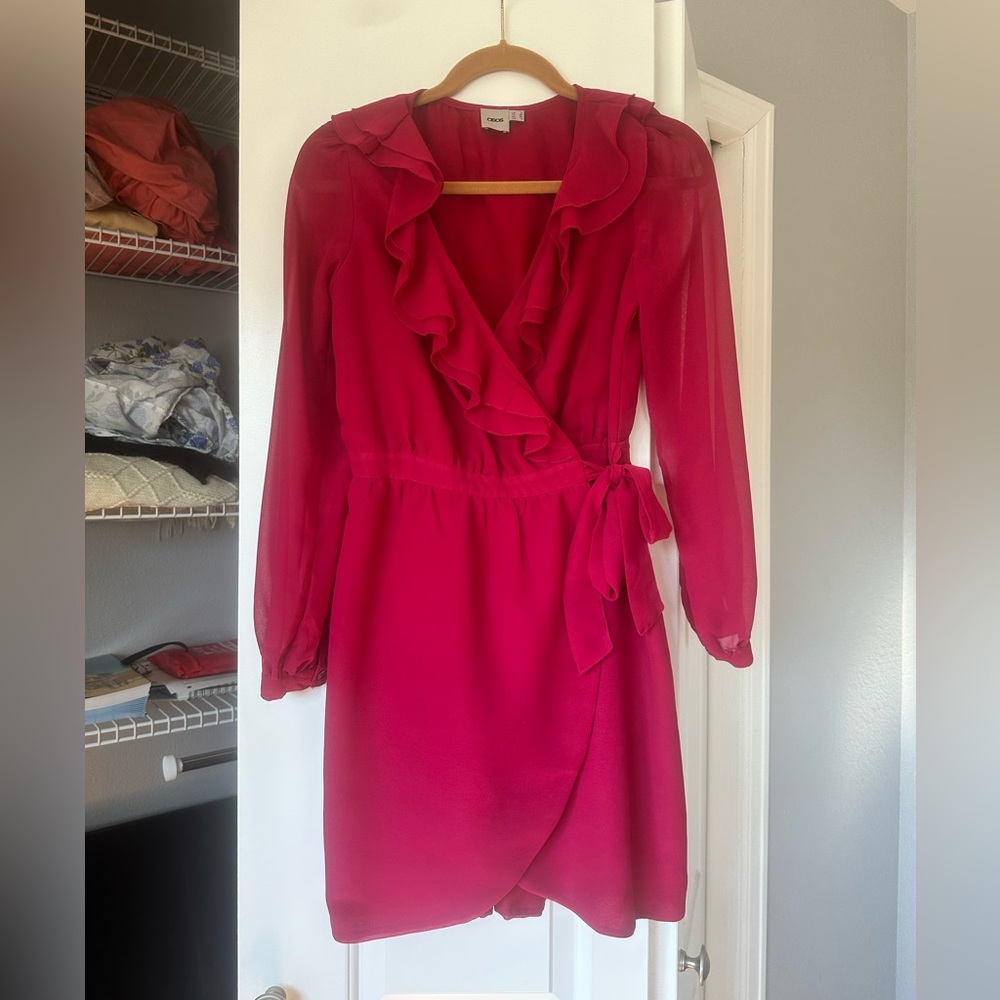 ASOS Pink Ruffle Wrap Dress